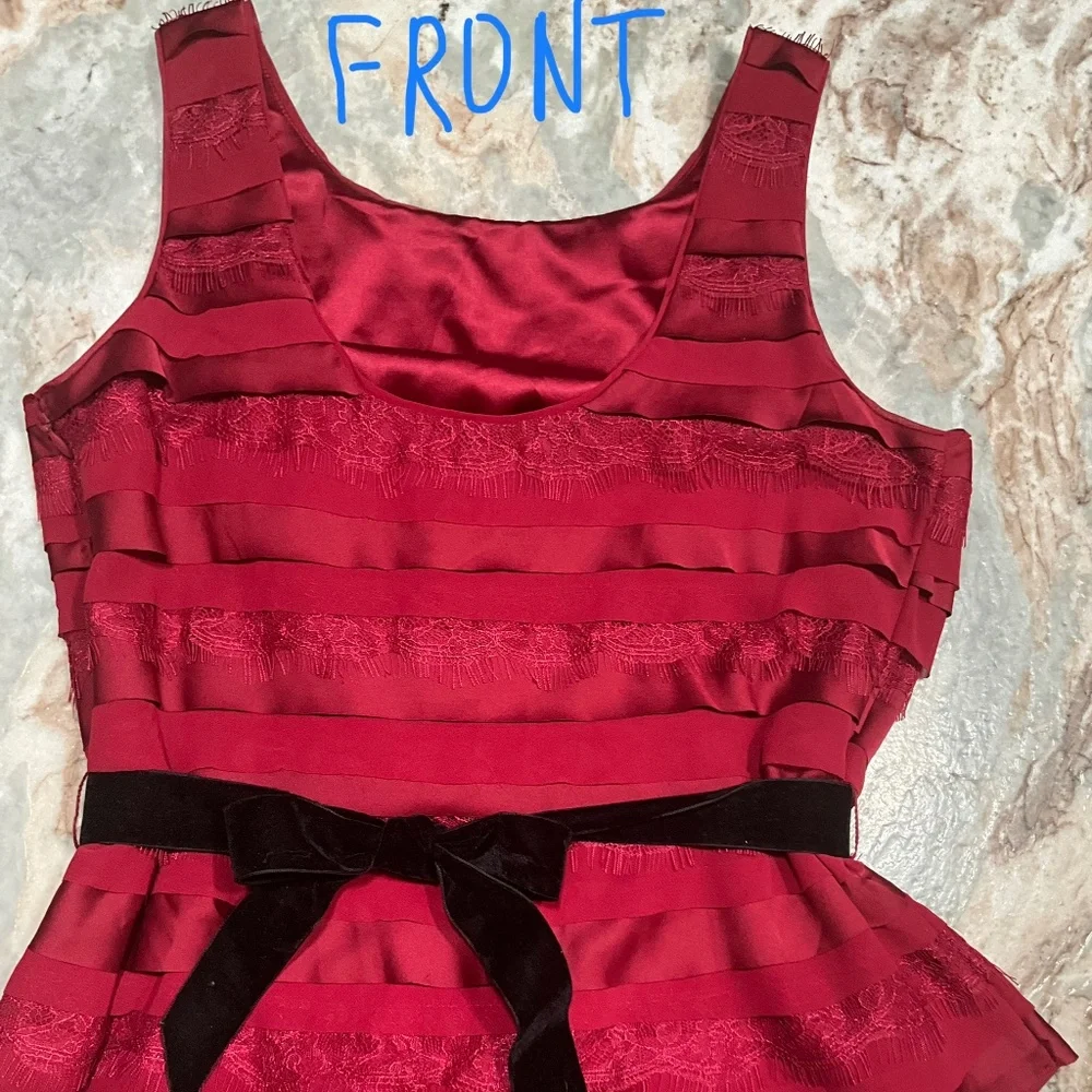 WHITE HOUSE BLACK MARKET CRIMSON RIBBON SLEEVELESS BLOUSE - Picture 9 of 12